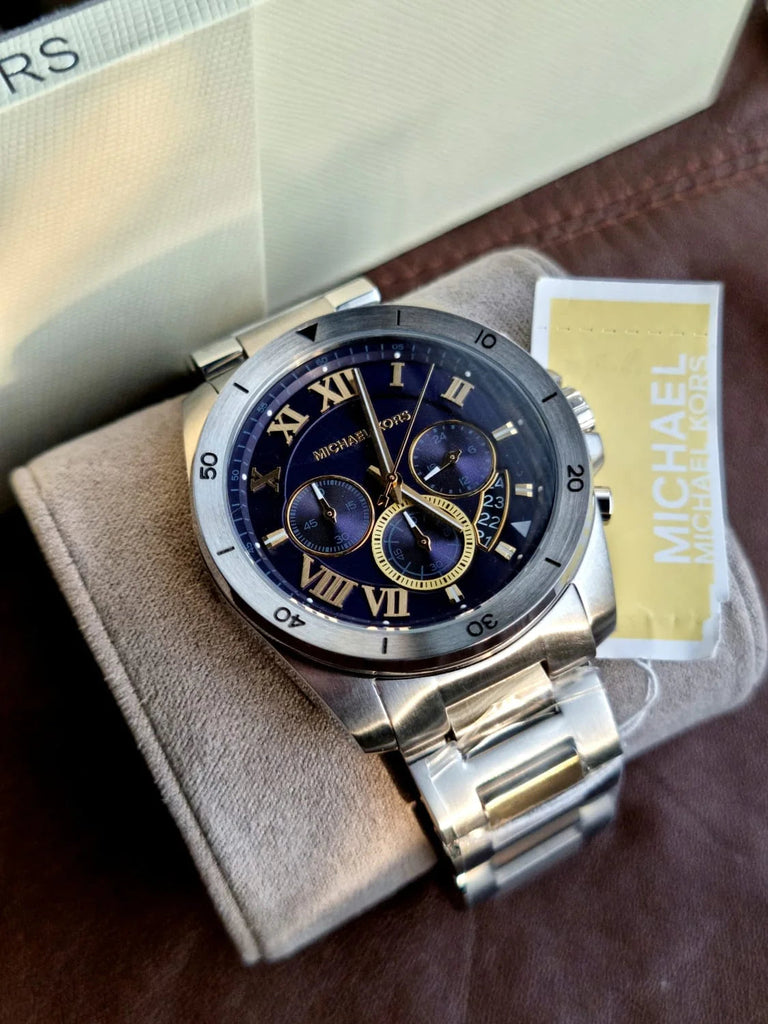 Michael Kors Brecken Chronograph Blue Dial Two Tone Steel Strap Watch For Men - MK8437 Buy Now By Michael Kors