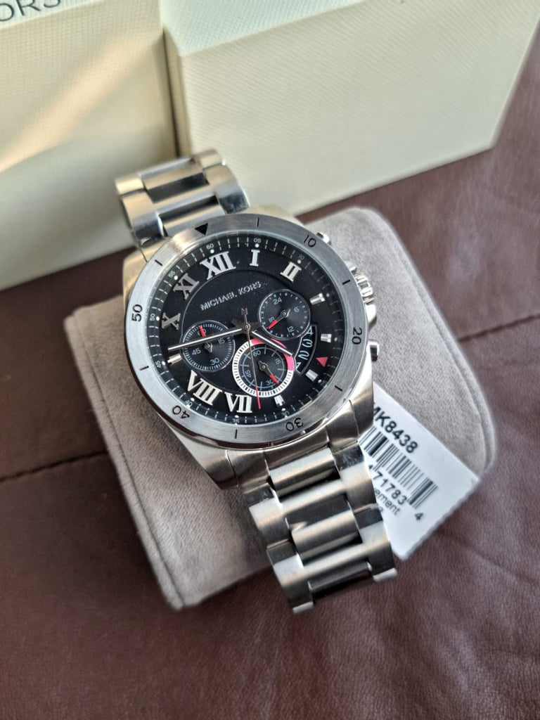 Michael Kors Brecken Chronograph Quartz Black Dial Silver Steel Strap Watch For Men - MK8438 Buy Now By Michael Kors