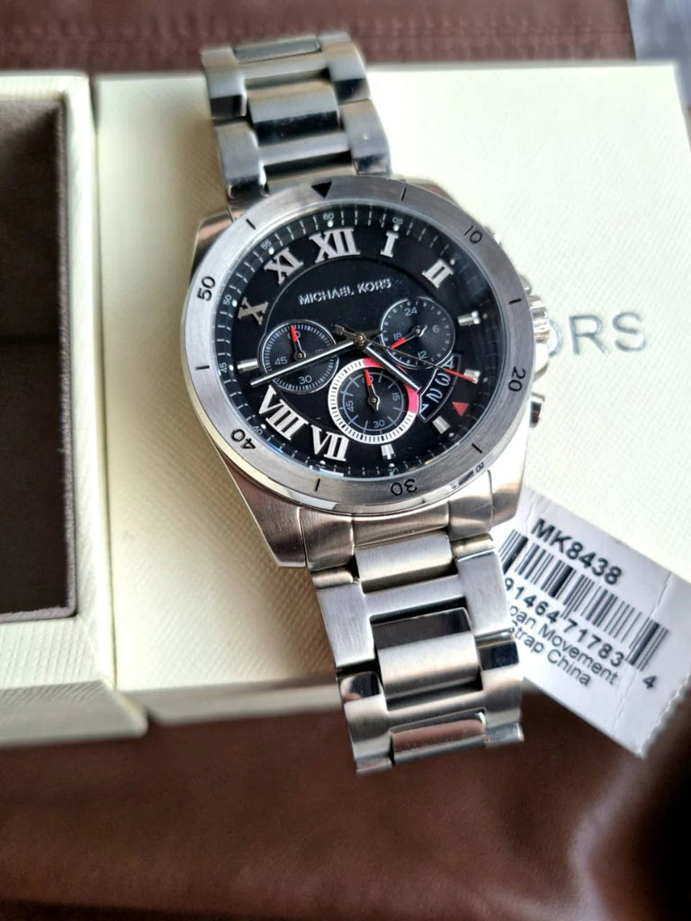 Michael Kors Brecken Chronograph Quartz Black Dial Silver Steel Strap Watch For Men - MK8438 Buy Now By Michael Kors