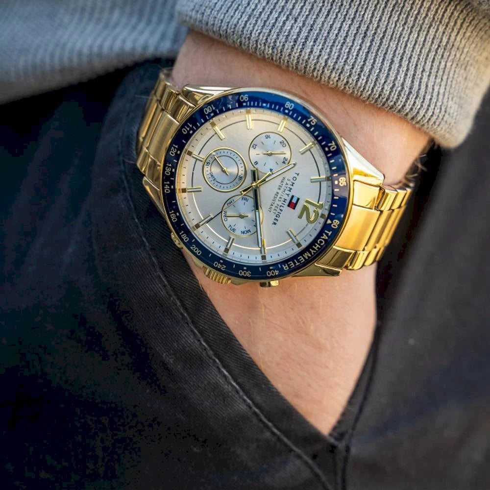 Tommy Hilfiger Luke Chronograph White Dial Gold Steel Strap Watch for Men - 1791121 Buy Now By Tommy Hilfiger