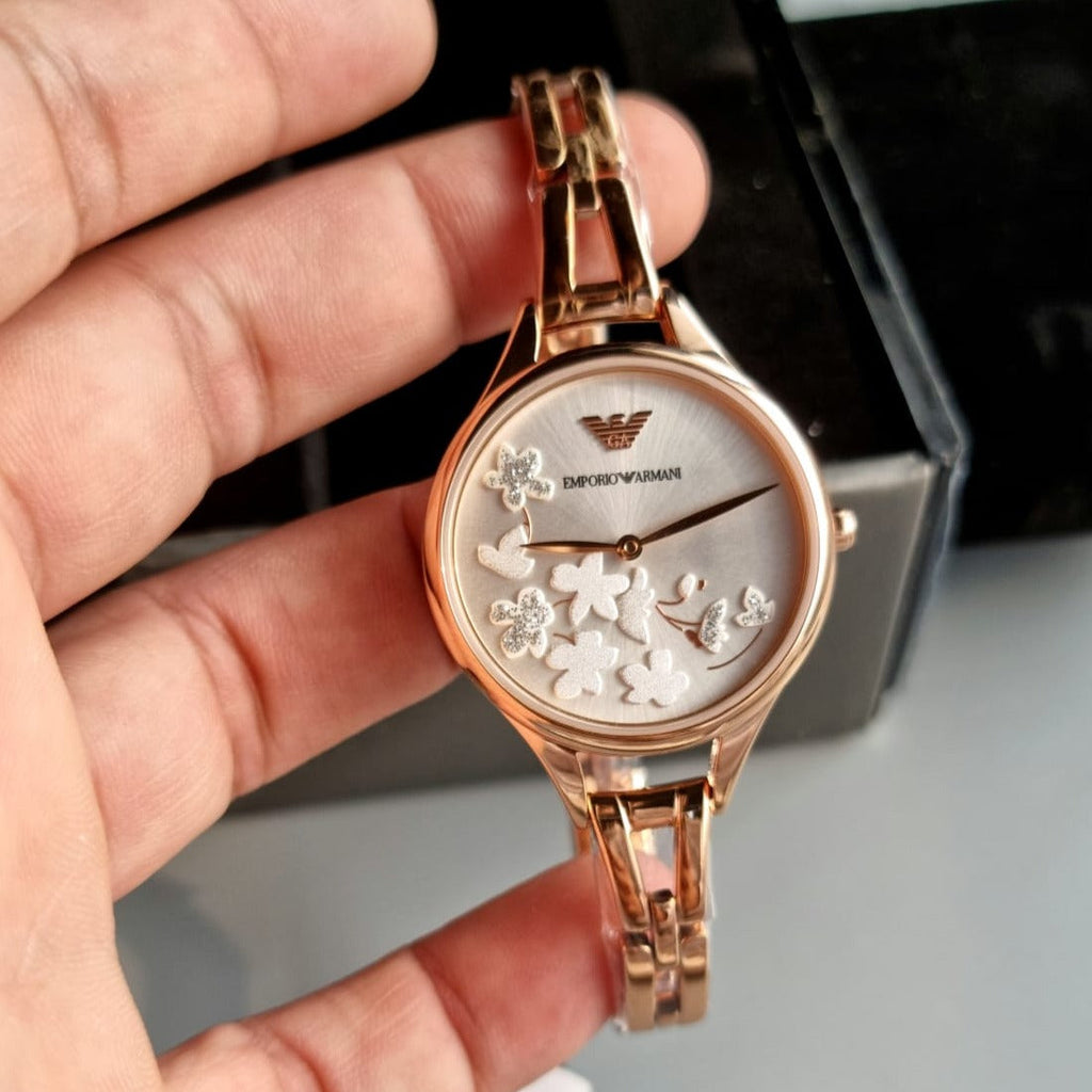 Emporio Armani Aurora Quartz Silver Dial Gold Steel Strap Watch For Women - AR11108 Buy Now By Emporio Armani