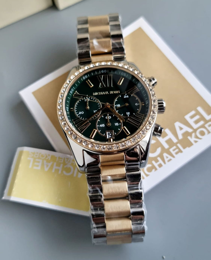 Michael Kors Lexington Chronograph Green Dial Two Tone Steel Strap Watch For Women - MK7303 Buy Now By Michael Kors