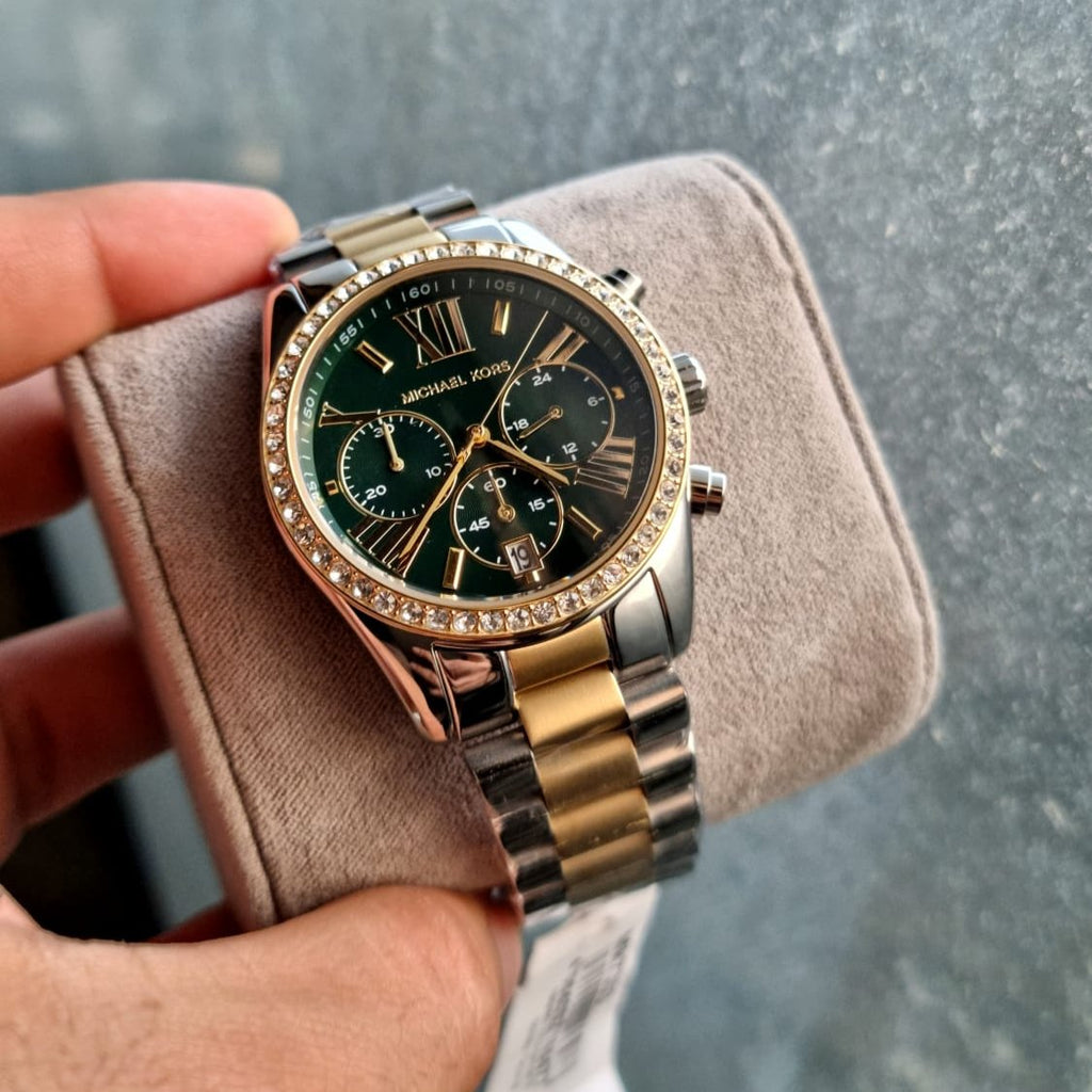Michael Kors Lexington Chronograph Green Dial Two Tone Steel Strap Watch For Women - MK7303 Buy Now By Michael Kors