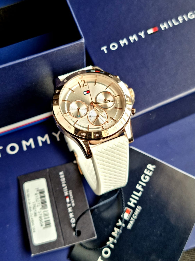 Tommy Hilfiger Angela Silver Dial Cream Leather Strap Watch for Women - 1782123 Buy Now By Tommy Hilfiger