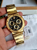 Versace Greca Chronograph Black Dial Gold Steel Strap Watch For Men - VEZ900421 Buy Now By Versace