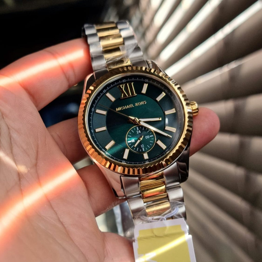 Michael Kors Lexington Quartz Green Dial Two Tone Steel Strap Watch For Men - MK9063 Buy Now By Michael Kors