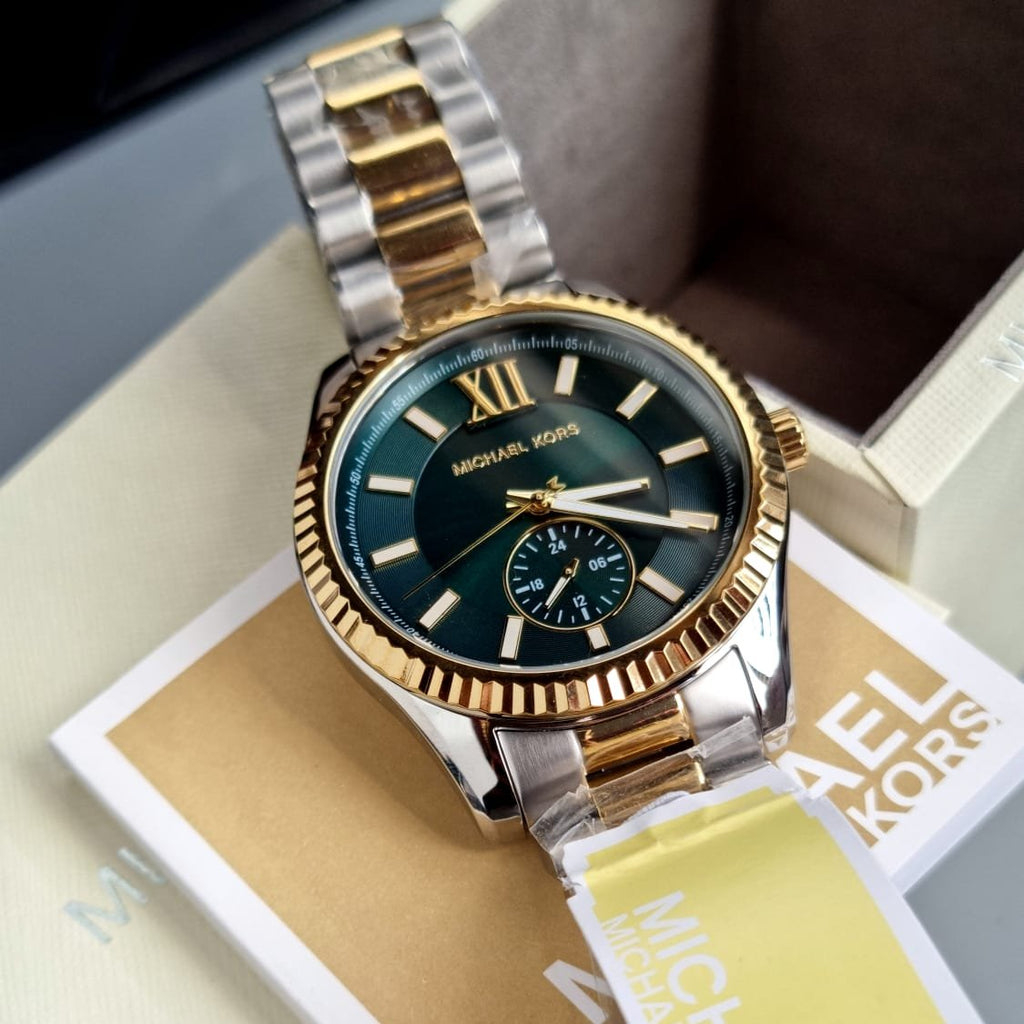 Michael Kors Lexington Quartz Green Dial Two Tone Steel Strap Watch For Men - MK9063 Buy Now By Michael Kors