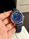 Emporio Armani Luigi Automatic Blue Dial Blue Leather Strap Watch For Men - AR60030 Buy Now By Emporio Armani