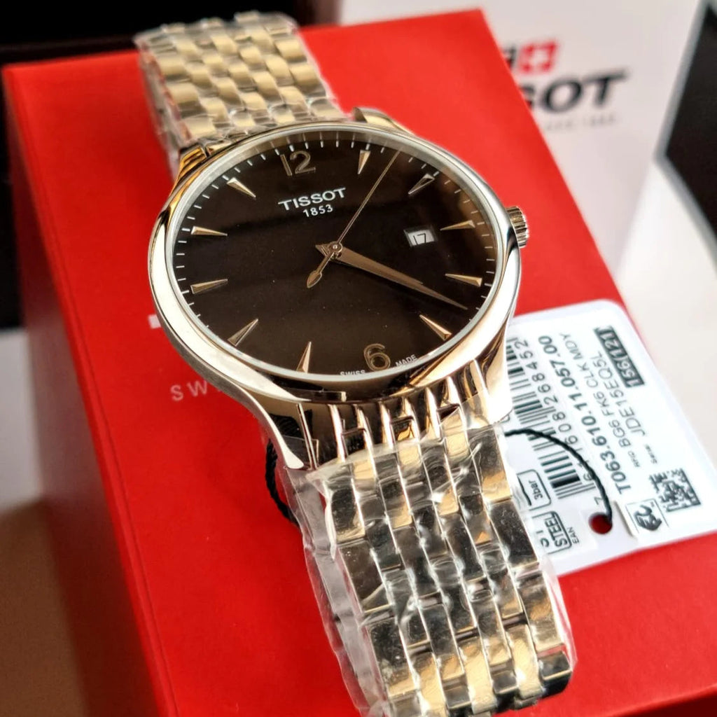 Tissot T Classic Tradition Chronograph Black Dial Silver Steel Strap Watch For Men - T063.617.11.057.00 Buy Now By Tissot