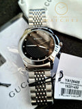 Gucci G Timeless Diamonds Black Dial Silver Steel Strap Watch For Men - YA126405 Buy Now By Gucci