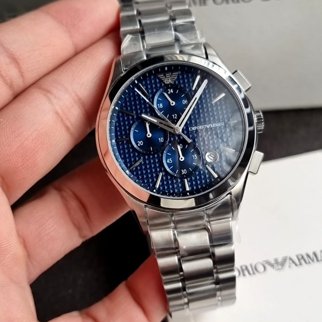 Emporio Armani Chronograph Blue Dial Silver Steel Strap Watch For Men - AR11528 Buy Now By Emporio Armani