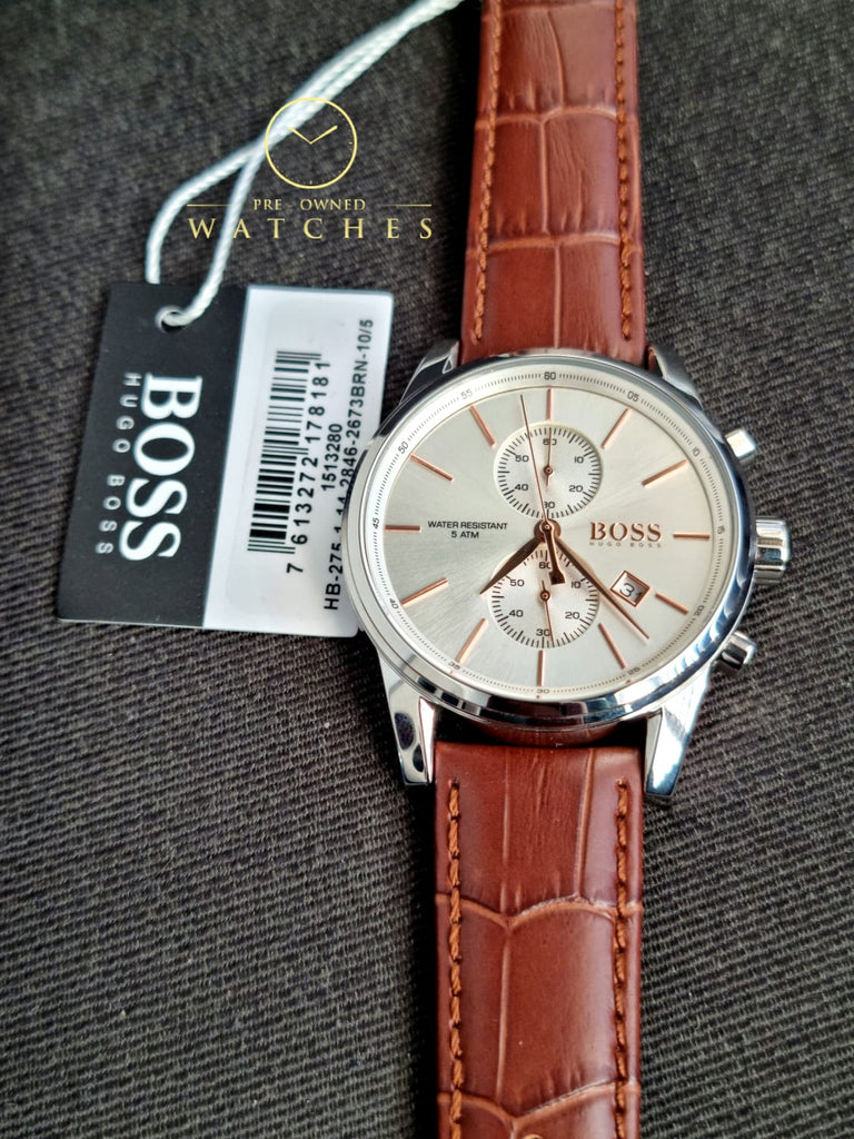 Hugo Boss Jet Chronograph Quartz Silver Dial Brown Leather Strap Watch For Men - HB1513280 Buy Now By Hugo Boss