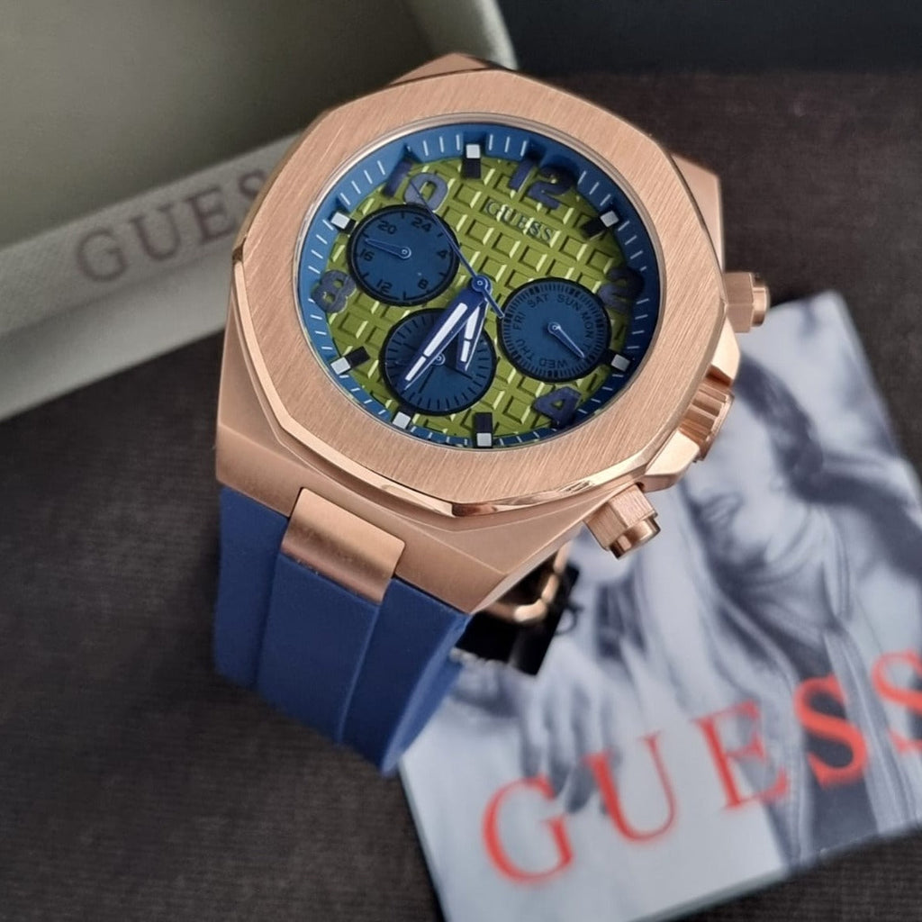 Guess Empire Analog Quartz Lime Green Dial Blue Silicon Strap Watch for Men - GW0583G3 Buy Now By Guess