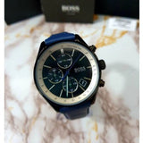Hugo Boss Grand Prix Chronograph Black Dial Blue Leather Strap Watch for Men - 1513563 Buy Now By Hugo Boss