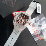 Guess Phoenix Quartz Burgundy Dial Transparent Silicone Strap Watch For Men - GW0499G9 Buy Now By Guess