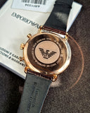 Emporio Armani Mia Three Hand Crystals Silver Dial Black Leather Strap Watch For Women - AR11631 Buy Now By Emporio Armani