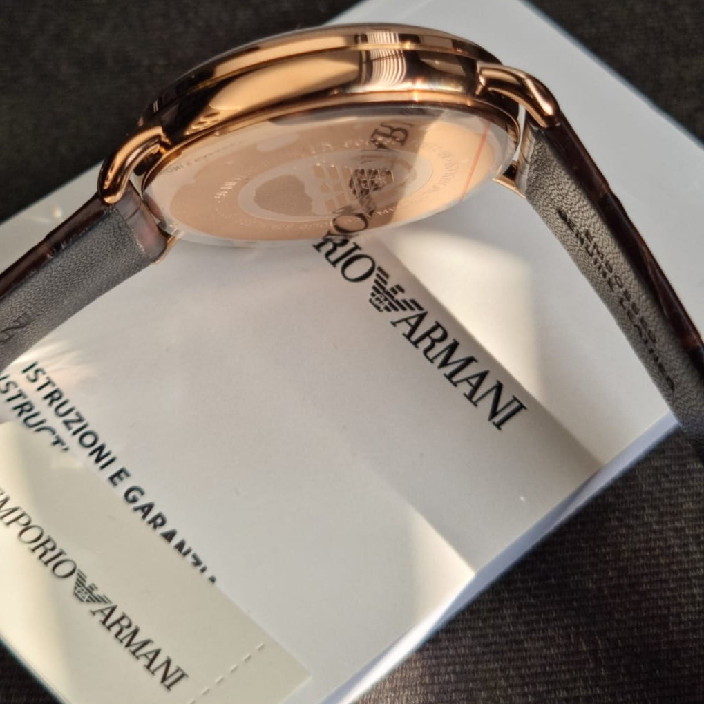 Emporio Armani Mia Three Hand Crystals Silver Dial Black Leather Strap Watch For Women - AR11631 Buy Now By Emporio Armani