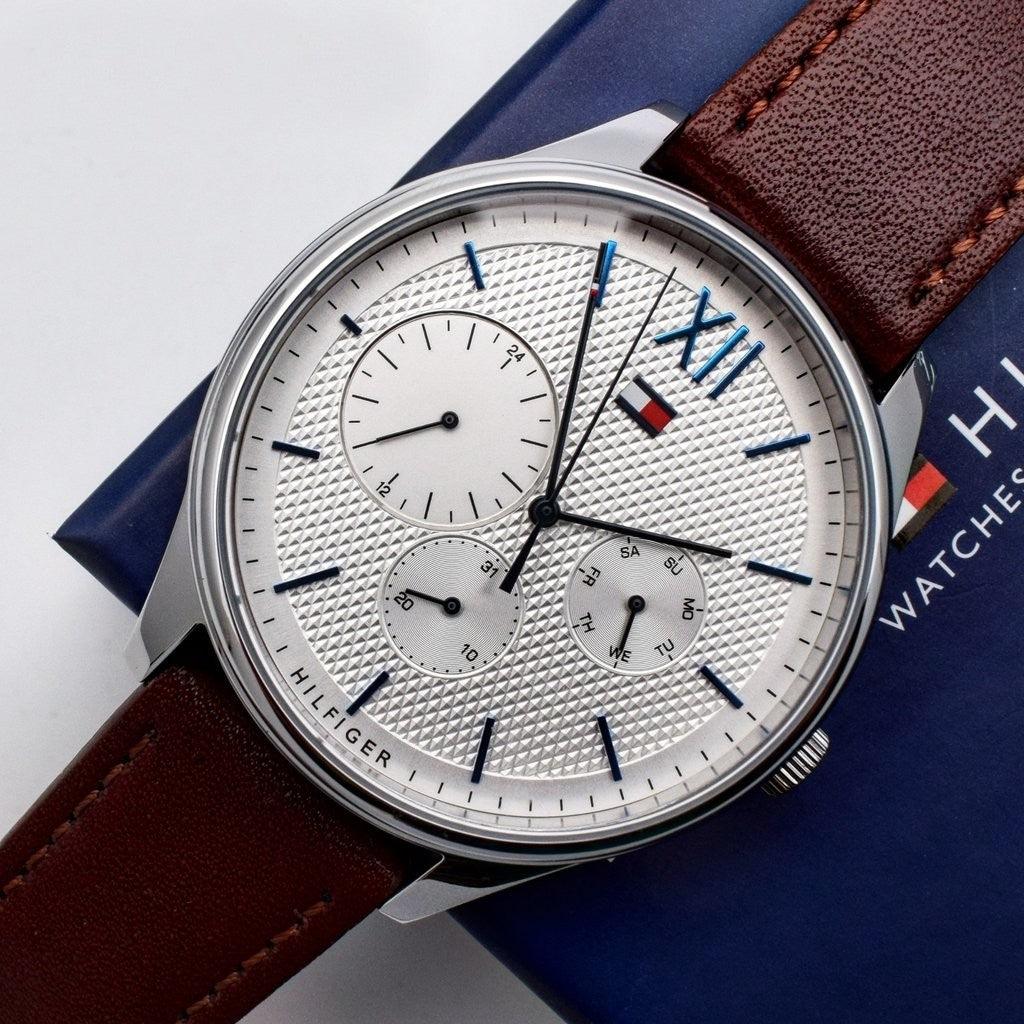 Tommy Hilfiger Damon Quartz White Dial Brown Leather Strap Watch for Men - 1791418 Buy Now By Tommy Hilfiger