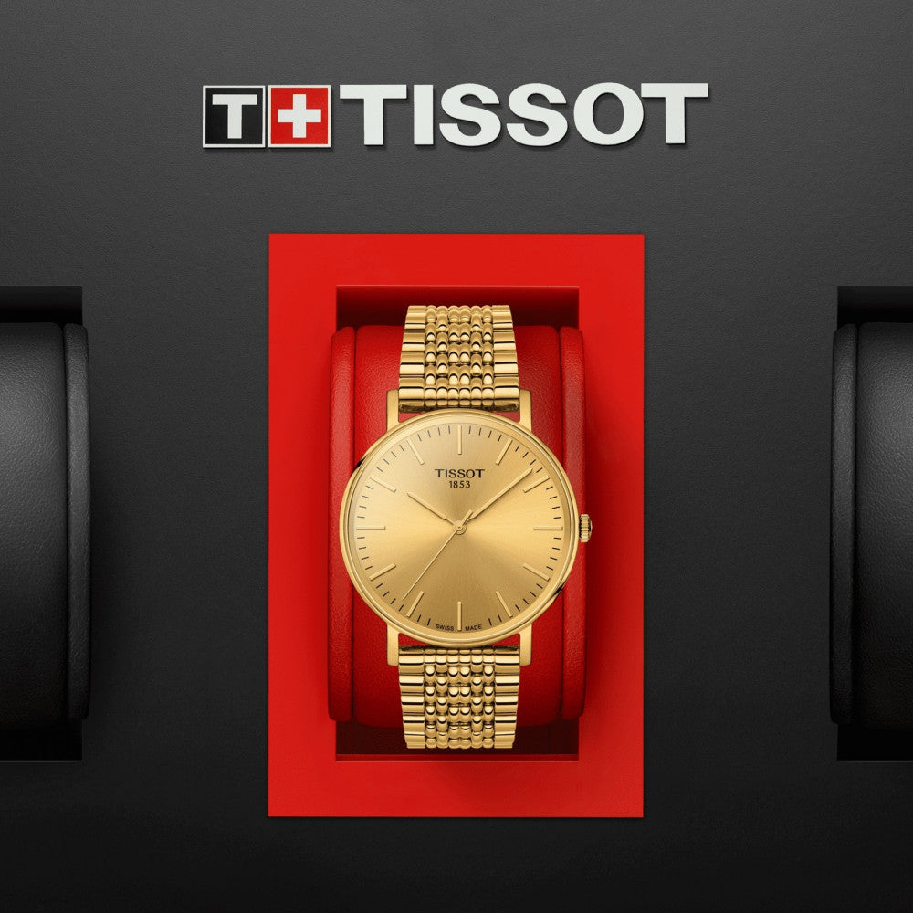 Tissot T Classic Everytime Medium Gold Dial Gold Mesh Bracelet Watch For Men - T109.410.33.021.00 Buy Now By Tissot