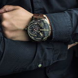 Diesel Mr Daddy Chronograph Blue Dial Brown Leather Strap Watch For Men - DZ7314 Buy Now By Diesel