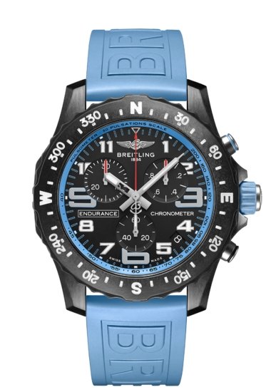 Breitling Endurance Pro Black Dial Light Blue Rubber Strap Watch for Men - X82310281B1S1 Buy Now By Breitling