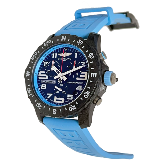 Breitling Endurance Pro Black Dial Light Blue Rubber Strap Watch for Men - X82310281B1S1 Buy Now By Breitling