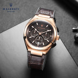 Maserati Triconic Chronograph Grey Dial Brown Leather Strap Watch For Men - R8871639003 Buy Now By Maserati