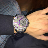 Diesel Badass Chronograph Anthracite Dial Black Leather Strap Watch For Men - DZ7270 Buy Now By Diesel