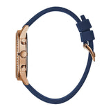 Guess Solar White Rose Gold Dial Blue Rubber Strap Watch For Women - W1135L3 Buy Now By Guess