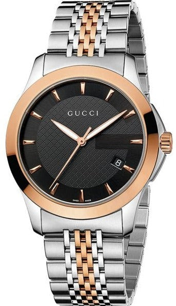 Gucci G Timeless Black Dial Two Tone Steel Strap Watch For Men - YA126410 Buy Now By Gucci