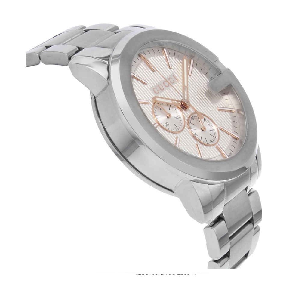Gucci G Chrono Chronograph Silver Dial Silver Steel Strap Watch For Men - YA101201 Buy Now By Gucci