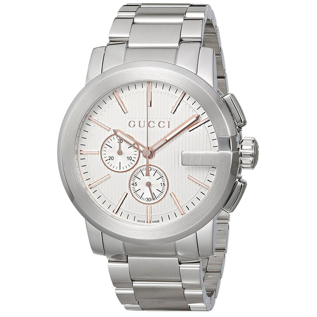 Gucci G Chrono Chronograph Silver Dial Silver Steel Strap Watch For Men - YA101201 Buy Now By Gucci