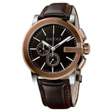 Gucci G Chrono Black Dial Brown Leather Strap Watch For Men - YA101202 Buy Now By Gucci