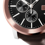 Gucci G Chrono Black Dial Brown Leather Strap Watch For Men - YA101202 Buy Now By Gucci