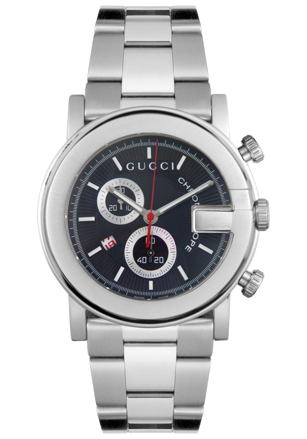 Gucci G Chrono Black Dial Silver Steel Strap Watch For Men - YA101309 Buy Now By Gucci