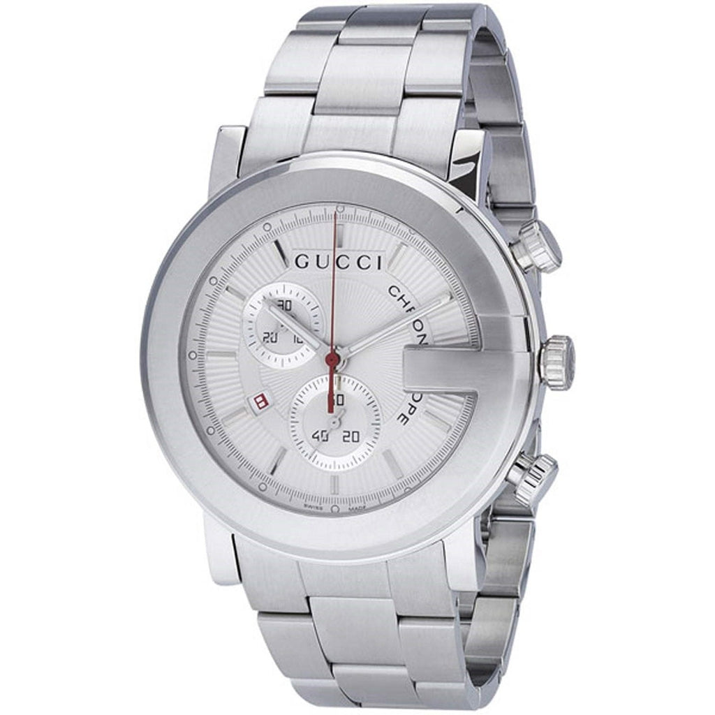 Gucci G Chrono Chronograph White Dial Silver Steel Strap Watch For Men - YA101339 Buy Now By Gucci