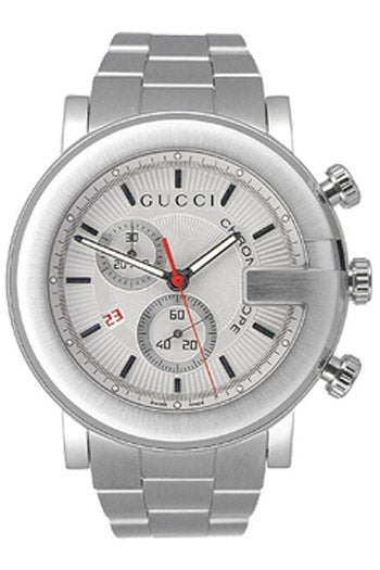 Gucci G Chrono Chronograph White Dial Silver Steel Strap Watch For Men - YA101339 Buy Now By Gucci