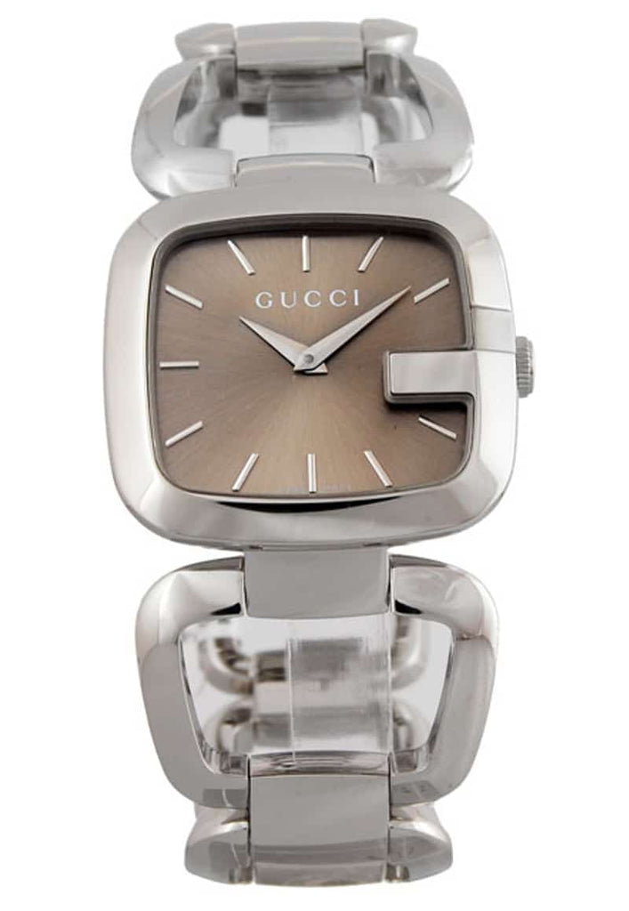 Gucci G Brown Square Brown Dial Silver Steel Strap Watch For Women - YA125402 Buy Now By Gucci