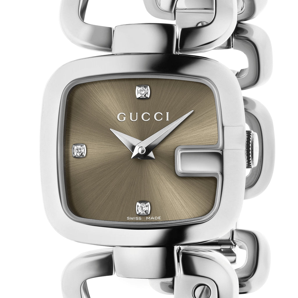 Gucci G Gucci Brown Dial Silver Steel Strap Watch For Women - YA125503 Buy Now By Gucci