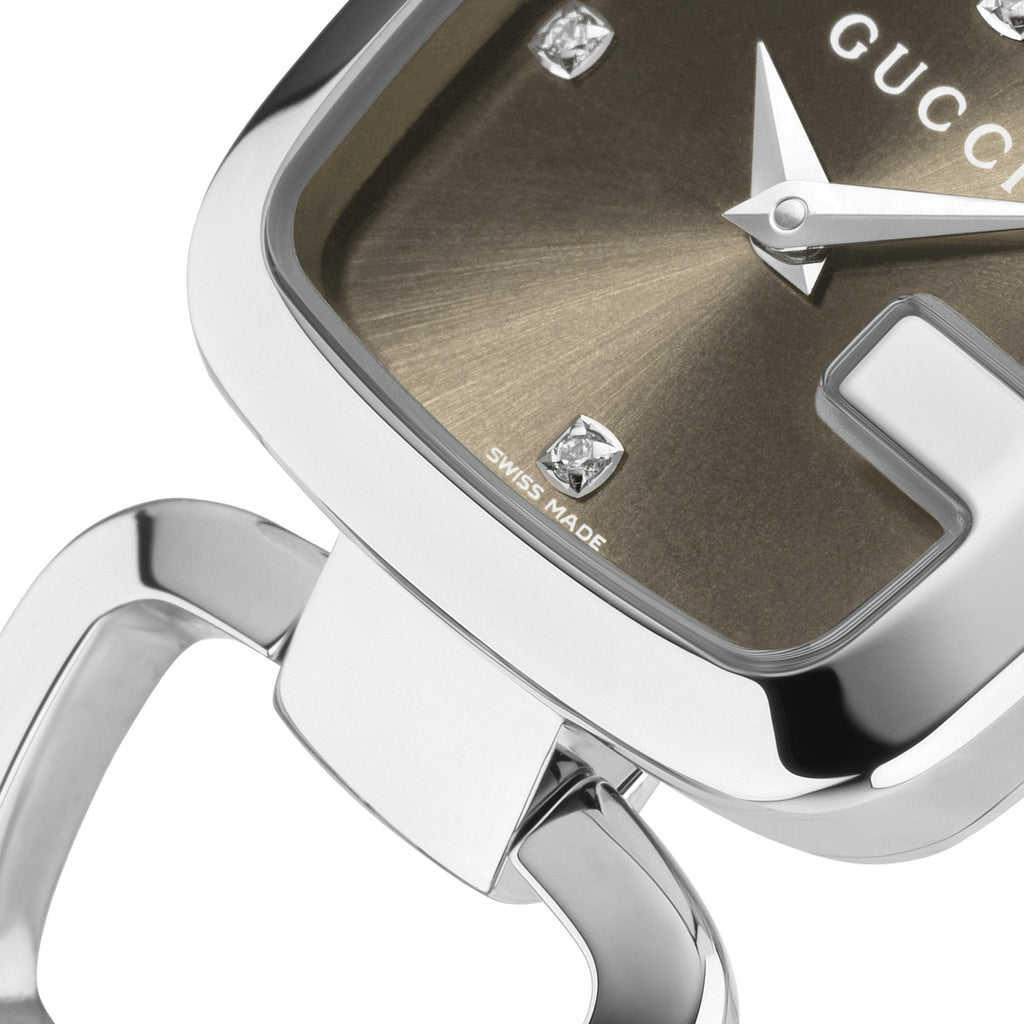Gucci G Gucci Brown Dial Silver Steel Strap Watch For Women - YA125503 Buy Now By Gucci