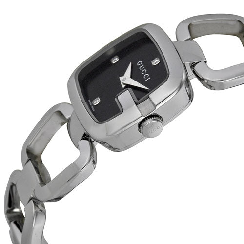 Gucci G Diamonds Black Dial Silver Steel Strap Watch For Women - YA125509 Buy Now By Gucci