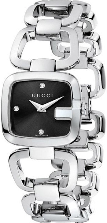 Gucci G Diamonds Black Dial Silver Steel Strap Watch For Women - YA125509 Buy Now By Gucci