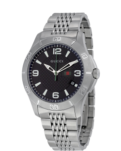 Gucci G Timeless Black Dial Silver Steel Strap Watch For Men - YA126201 Buy Now By Gucci