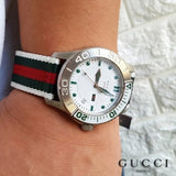 Gucci G Timeless White Dial Two Tone Nylon Strap Watch For Men - YA126231 Buy Now By Gucci