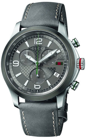 Gucci G Timeless Chronograph Grey Dial Grey Leather Strap Watch For Men - YA126242 Buy Now By Gucci