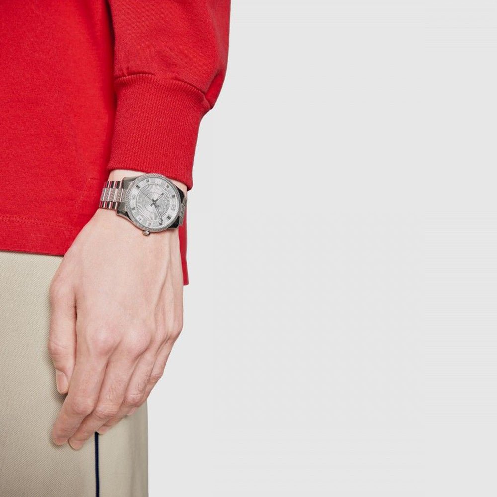 Gucci G Timeless Eryx Silver Dial Silver Steel Strap Watch For Men - YA126339/40 Buy Now By Gucci