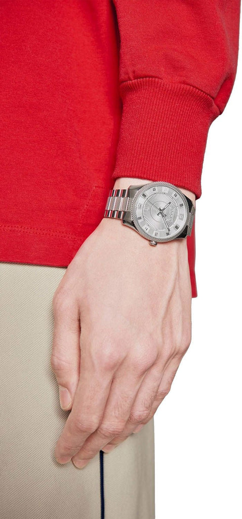 Gucci G Timeless Eryx Silver Dial Silver Steel Strap Watch For Men - YA126339/40 Buy Now By Gucci