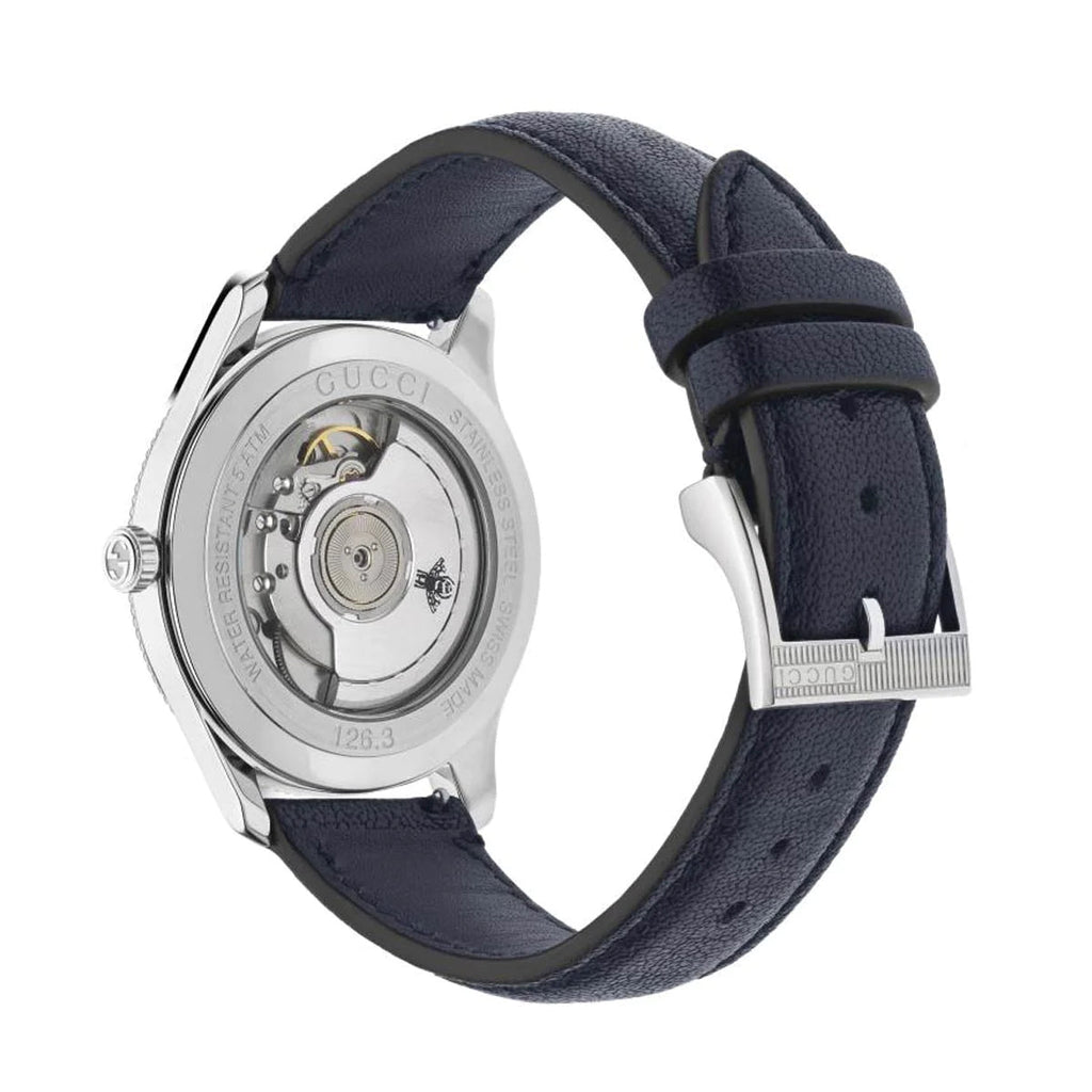 Gucci G Timeless Automatic Blue Dial Black Leather Strap Watch For Men - YA126347 Buy Now By Gucci