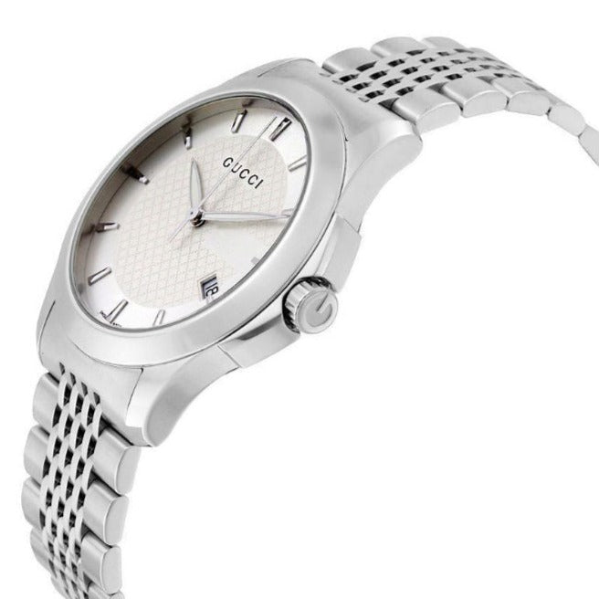 Gucci G Timeless Silver Dial Silver Steel Strap Watch For Men - YA126401 Buy Now By Gucci