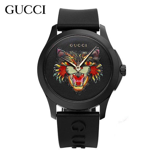Gucci G Timeless Cat Motif Black Dial Black Leather Strap Unisex Watch - YA1264021 Buy Now By Gucci